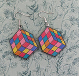 Rubik's cube earrings,