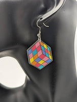 Rubik's cube earrings,