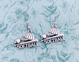 Softball earrings, softball mom jewelry, softball mom gifts, softball lover gifts, sports earrings, sports jewelry, softball coach gifts,