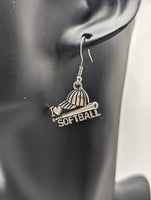 Softball earrings, softball mom jewelry, softball mom gifts, softball lover gifts, sports earrings, sports jewelry, softball coach gifts,