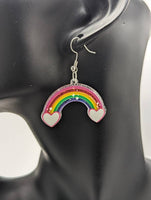 Rainbow earrings, rainbow jewellery, rainbow themed, rainbow inspired gifts, big acrylic earrings, kawaii earrings, kawaii jewelry,