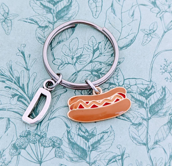 Hotdog Keychain, foodie Keychain, gifts for a foodie, food lovers, chef gifts, waitress gifts, novelty Keychain, novelty gifts, food themed