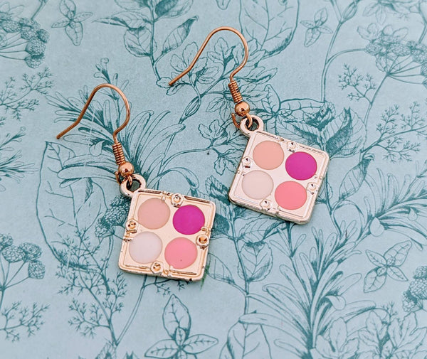 Makeup earrings, beautician gifts, beautician earrings, beautician jewellery, eyeshadow earrings, makeup artist gifts, cosmetic earrings,